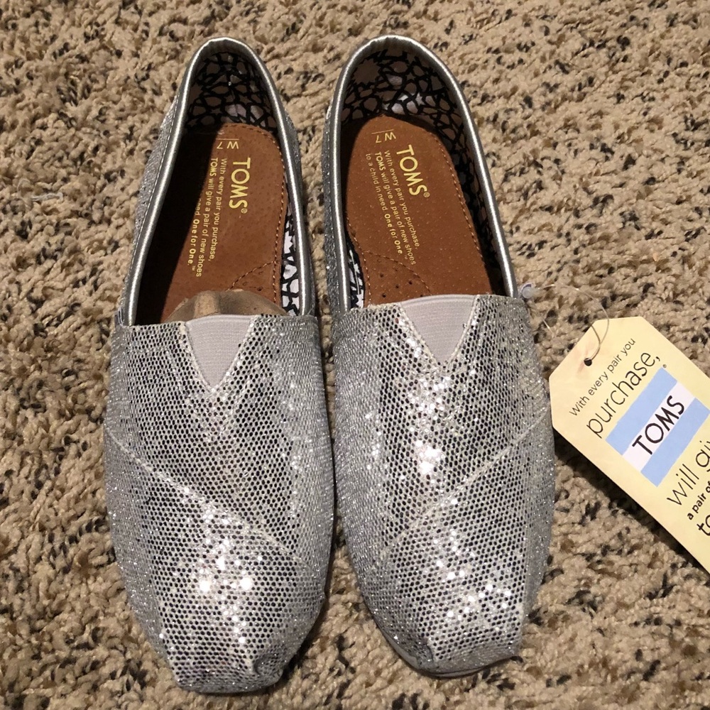 Brand new silver glitter toms